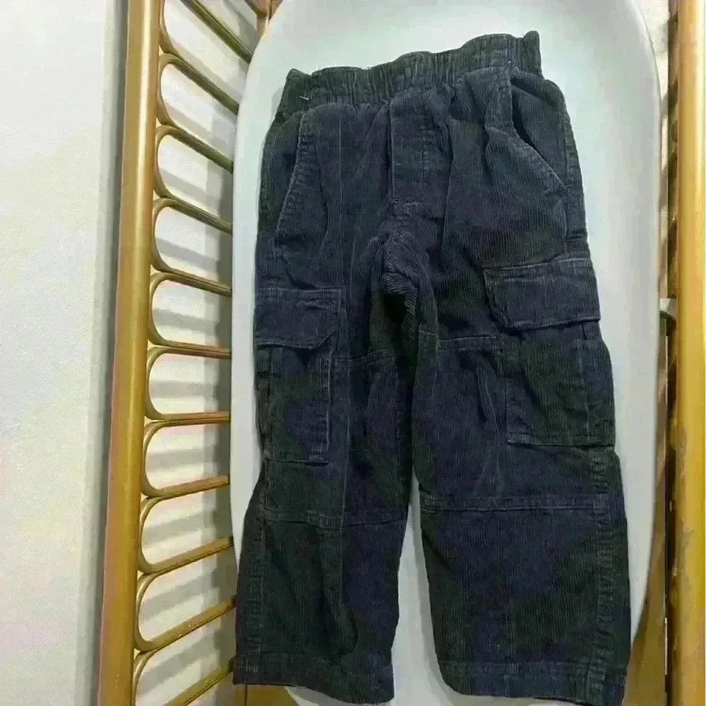 Vintage 100% cotton wide leg boy black corduroy pocket pants no glass size 4